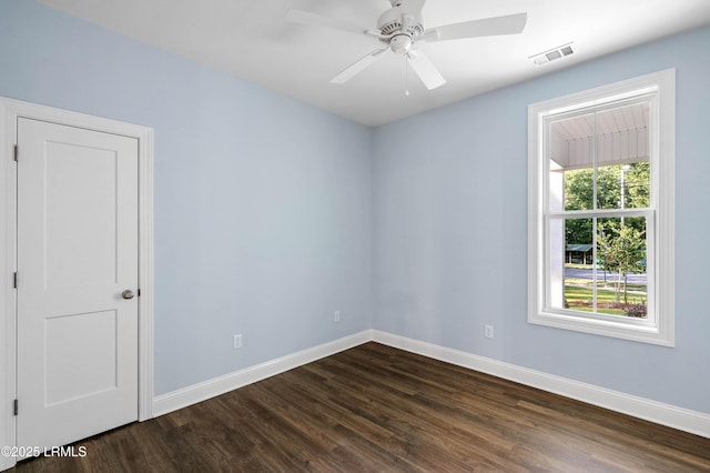 95 Salkehatchie Rd, Yemassee, SC 29945 - empty room with baseboards, dark wood-type flooring, and ceiling fan