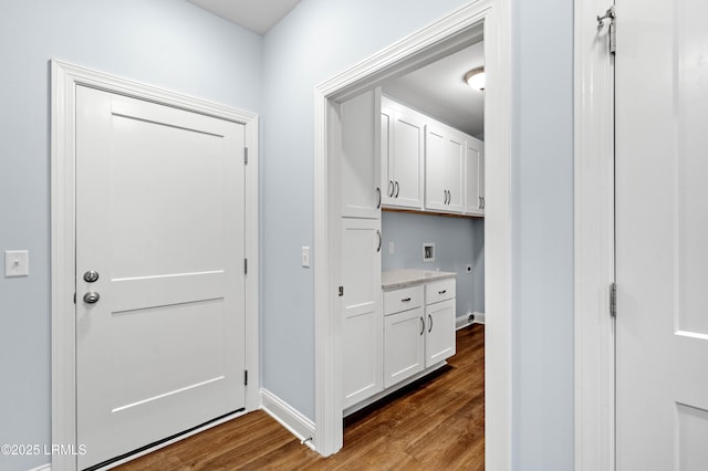 95 Salkehatchie Rd, Yemassee, SC 29945 - corridor featuring dark wood-style flooring and baseboards