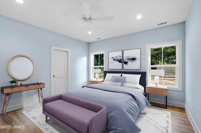 95 Salkehatchie Rd, Yemassee, SC 29945 - bedroom featuring wood finished floors, baseboards, recessed lighting, and ceiling fan