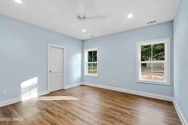 95 Salkehatchie Rd, Yemassee, SC 29945 - unfurnished room featuring wood finished floors, baseboards, ceiling fan, and recessed lighting
