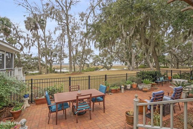 view of patio / terrace with outdoor dining area and a fenced backyard