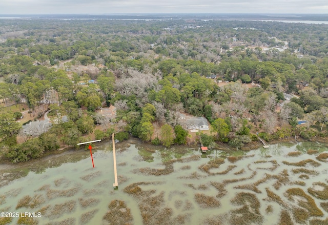 aerial view featuring a forest view