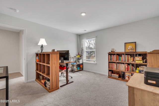 office with light colored carpet