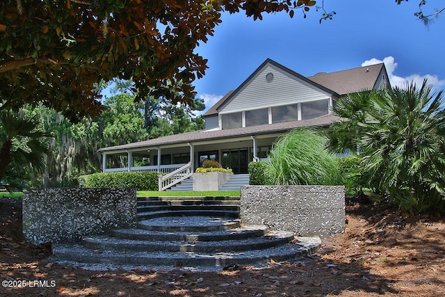1 Royal James Dr, Hilton Head Island, SC 29926 - view of front of property featuring a sunroom and stairway