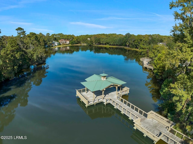 1 Royal James Dr, Hilton Head Island, SC 29926 - dock featuring a water view and a wooded view