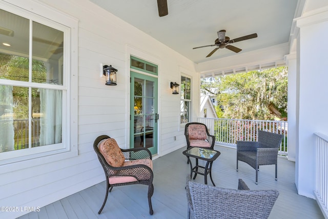 view of patio / terrace with ceiling fan