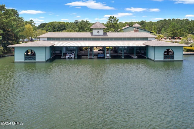 view of dock featuring a water view