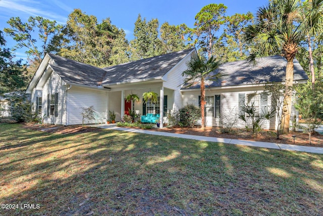 view of front of home with a front yard