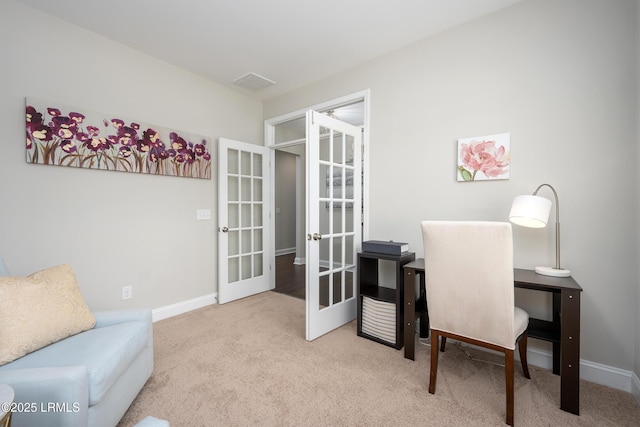 145 Rudder Run, Bluffton, SC 29910 - carpeted home office with french doors and baseboards