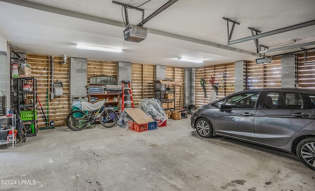 garage with a garage door opener