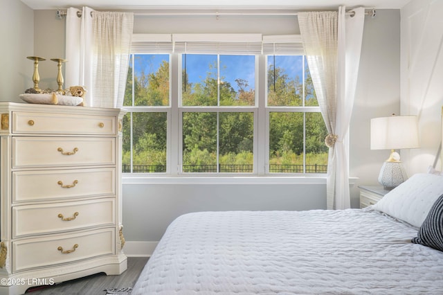 bedroom with wood-type flooring