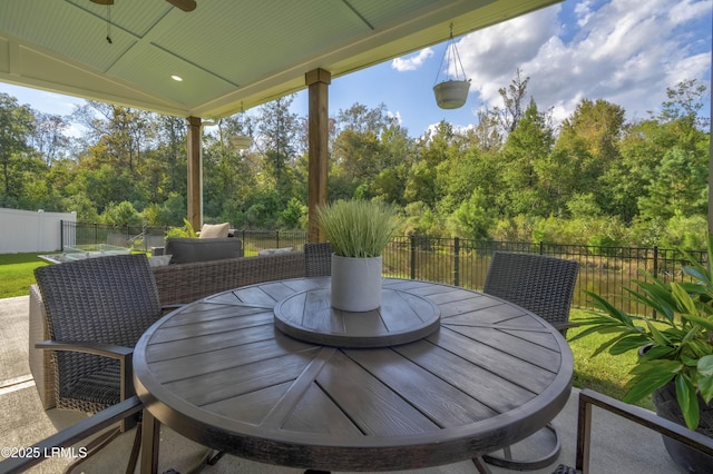 view of patio / terrace with ceiling fan