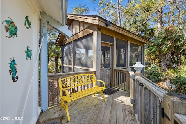 deck featuring a sunroom