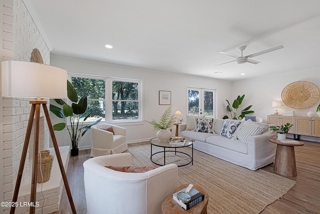 3017 Magnolia St, Beaufort, SC 29906 - living area featuring plenty of natural light, wood finished floors, ceiling fan, and recessed lighting