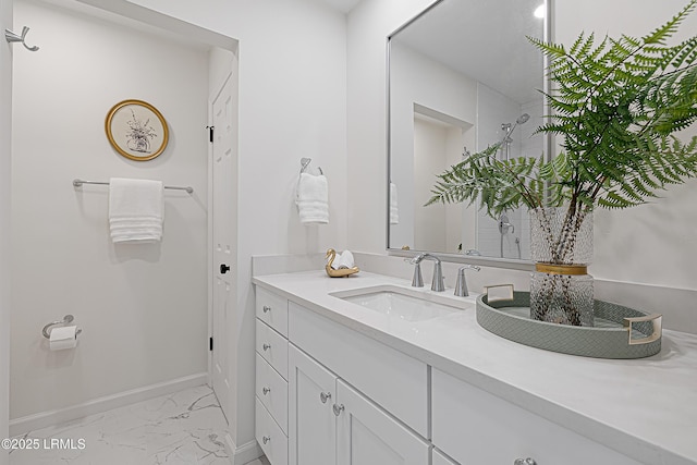 3017 Magnolia St, Beaufort, SC 29906 - bathroom featuring marble finish flooring, vanity, and baseboards