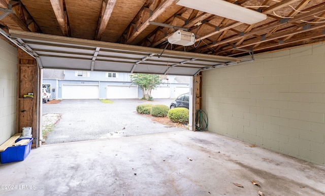 garage with a garage door opener