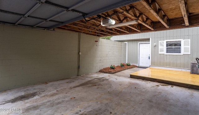 garage with a garage door opener