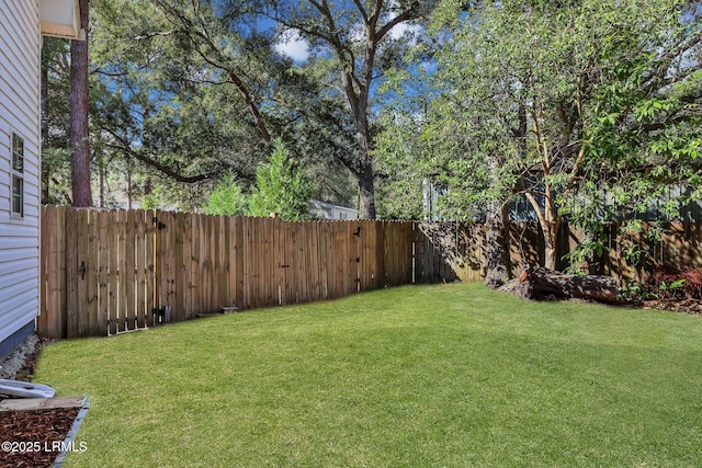 view of yard featuring a fenced backyard