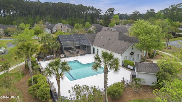1034 Abbey Glen Way, Hardeeville, SC 29927 - pool featuring glass enclosure and a patio