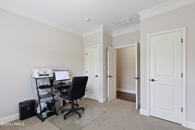 1034 Abbey Glen Way, Hardeeville, SC 29927 - office area with crown molding, baseboards, light colored carpet, and visible vents