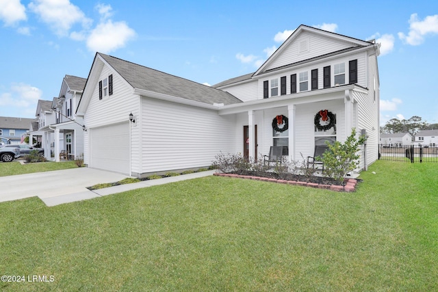 view of front of property with a porch and a front yard