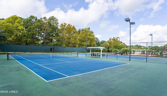 view of sport court with fence