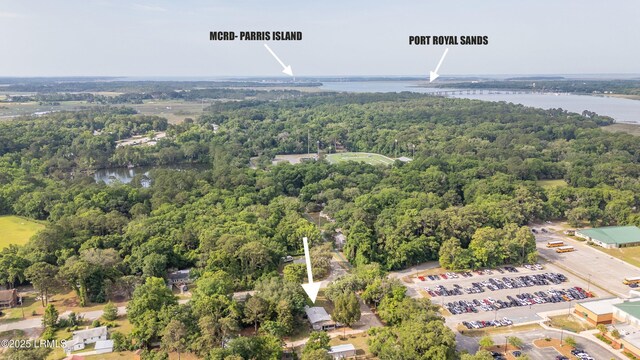 45 Youmans Dr, Ladys Island, SC 29907 - drone / aerial view of a nearby body of water and a heavily wooded area