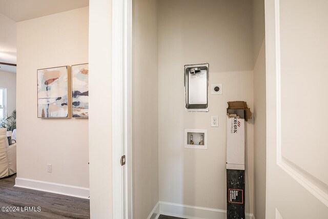 corridor with dark wood-type flooring