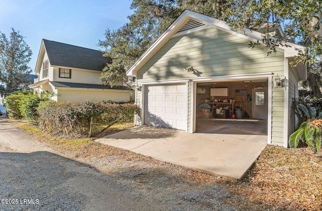 view of detached garage