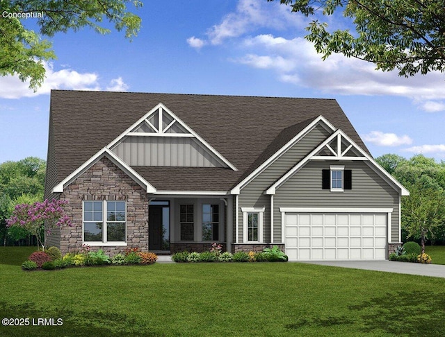 11 Alumni Rd, Beaufort, SC 29907 - craftsman house with stone siding, board and batten siding, roof with shingles, and a front lawn