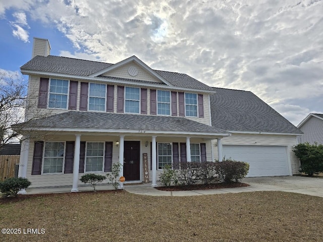 view of front of home featuring a garage and a front yard