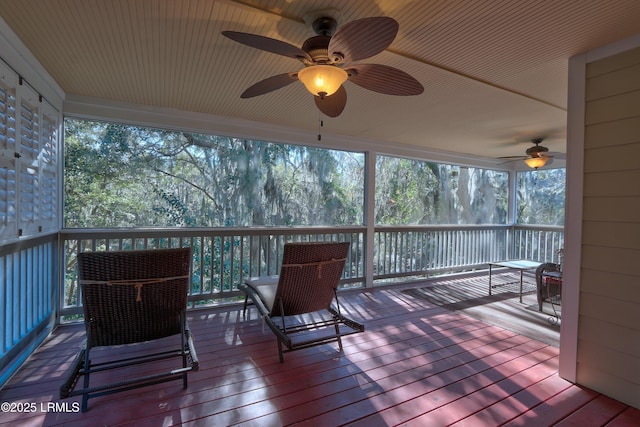 deck featuring ceiling fan