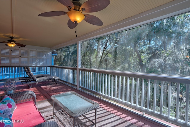 unfurnished sunroom featuring a wealth of natural light