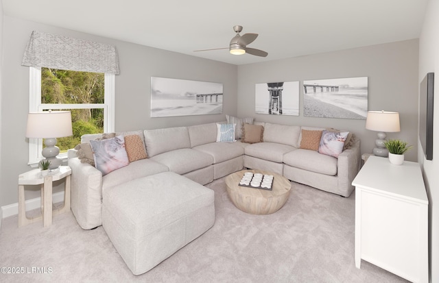1122 Salty Hammock Ct, Beaufort, SC 29902 - living area with light carpet and a ceiling fan