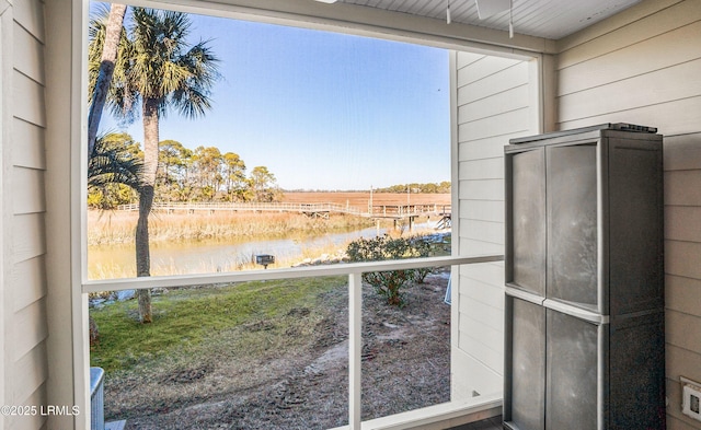 balcony with a water view