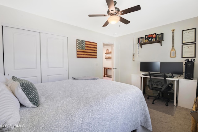156 Teal Bluff Blvd, Seabrook, SC 29940 - carpeted bedroom featuring a closet, a desk, and ceiling fan