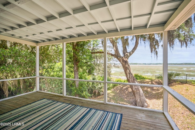 1203 Laudonniere St, Beaufort, SC 29902 - unfurnished sunroom featuring a water view and healthy amount of natural light