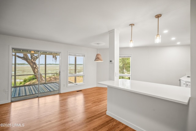1203 Laudonniere St, Beaufort, SC 29902 - unfurnished living room with light wood-style floors and recessed lighting