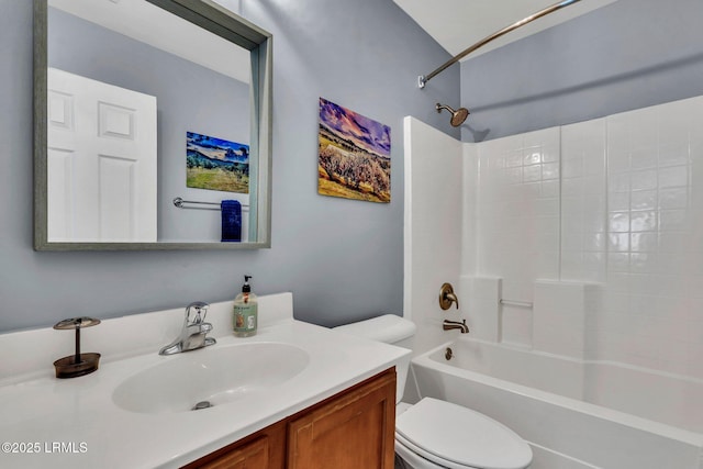 full bathroom with vanity, toilet, and shower / bathing tub combination