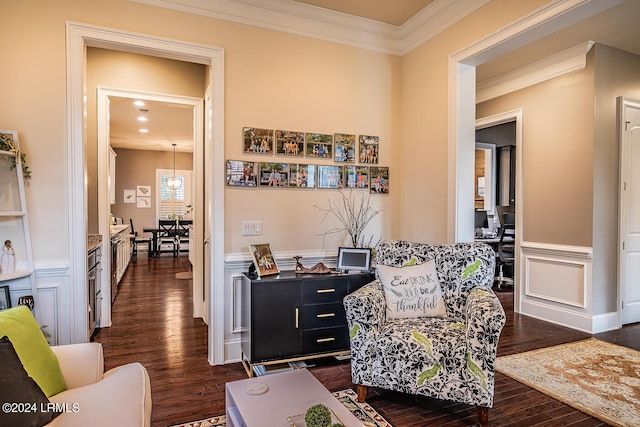 15 Carter Oaks Dr, Beaufort, SC 29907 - sitting room with crown molding and dark wood-type flooring