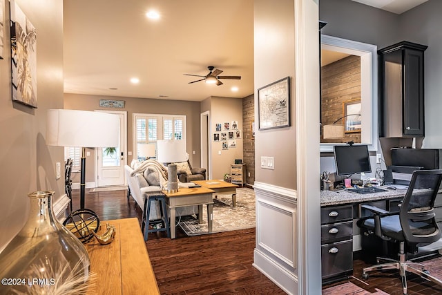 15 Carter Oaks Dr, Beaufort, SC 29907 - office space with ceiling fan and dark hardwood / wood-style flooring