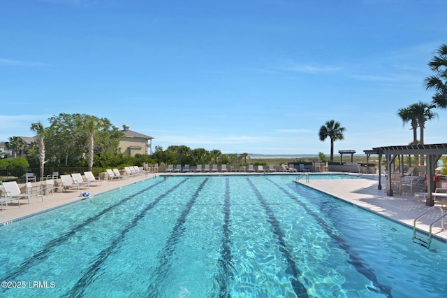 view of pool with a pergola