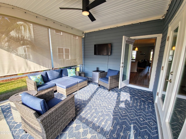 view of patio / terrace featuring an outdoor hangout area and ceiling fan