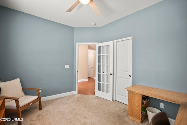 12 Catawba Way, Beaufort, SC 29906 - office with ceiling fan, carpet floors, and french doors