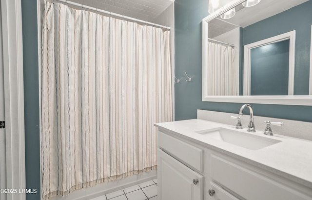27 Tulifinny Ln, Yemassee, SC 29945 - bathroom featuring vanity, tile patterned floors, and shower / tub combo with curtain