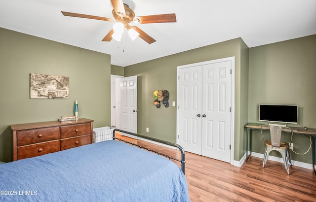 27 Tulifinny Ln, Yemassee, SC 29945 - bedroom featuring wood finished floors, a closet, and ceiling fan