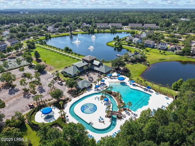86 Slater St, Bluffton, SC 29909 - aerial view of a pool area and a nearby body of water