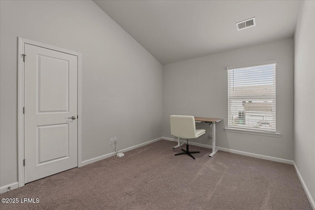86 Slater St, Bluffton, SC 29909 - home office featuring carpet floors and vaulted ceiling