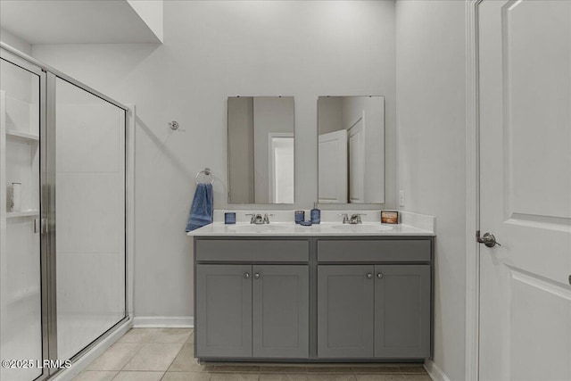 86 Slater St, Bluffton, SC 29909 - full bath with double vanity, a shower stall, and tile patterned flooring