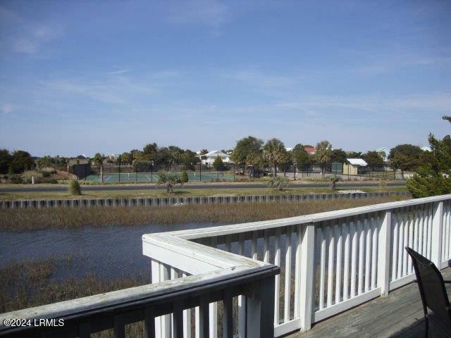 deck with a water view